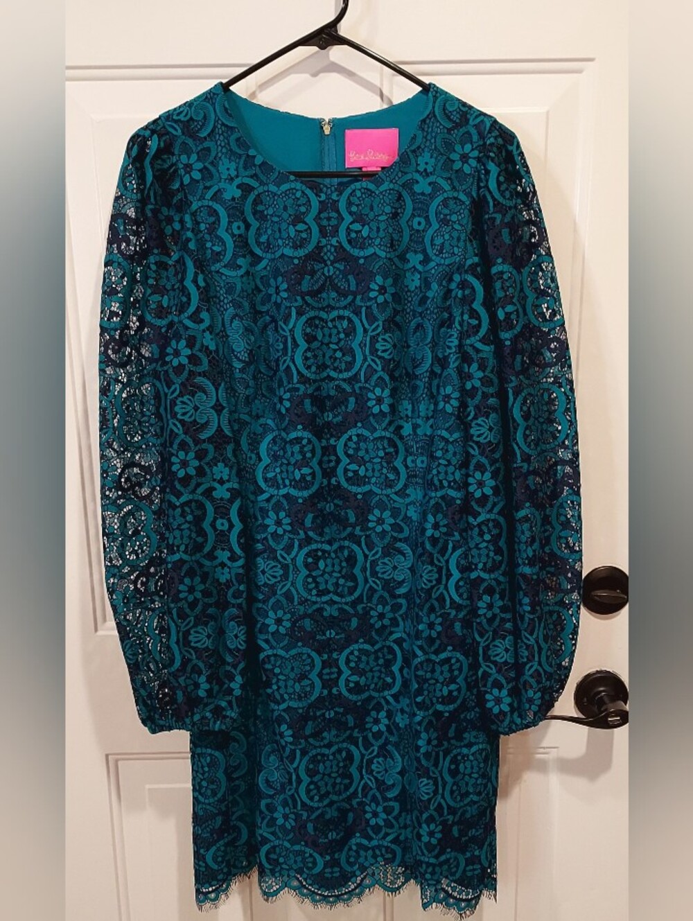 Lilly Pulitzer Teal Lace Shift Dress - Picture 3 of 9